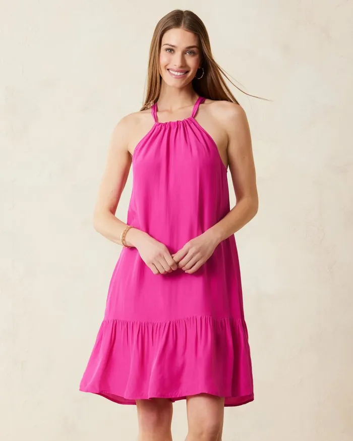 Tommy Bahama Calypso Crepe Coverup Dress Pink Maui Women Dresses