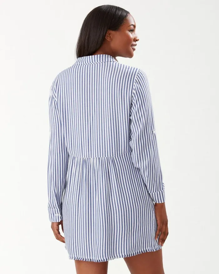 Tommy Bahama Chambray Stripe Boyfriend Beach Shirt Chambray Women Coverups Tommy Bahama Chambray Stripe Boyfriend Beach Shirt Chambray Women Coverups
