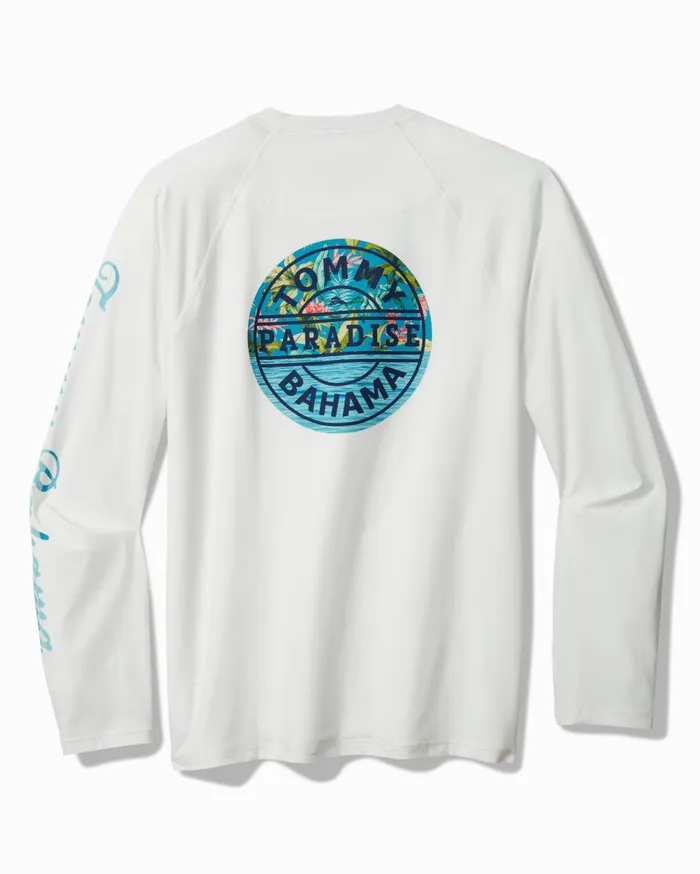 Tommy Bahama Chill Time Lush Hour Crew IslandZone Rash Guard White Men TShirts