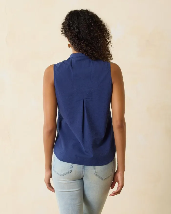 Tommy Bahama Coastalina Palma Toile Linen Camp Shirt Surf Blue Women Tops and Shirts Tommy Bahama Coastalina Palma Toile Linen Camp Shirt Surf Blue Women Tops and Shirts