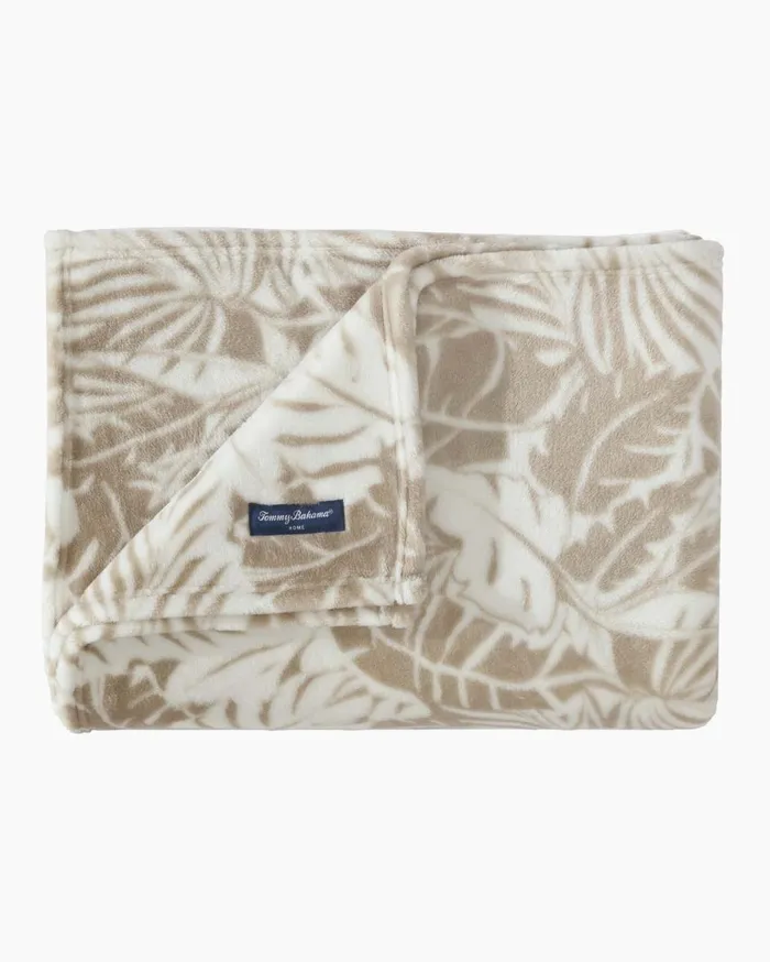 Tommy Bahama Costa Blanca Reversible Fleece Throw Beige Beach and Home Bedding Tommy Bahama Costa Blanca Reversible Fleece Throw Beige Beach and Home Bedding