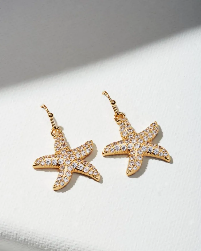 Tommy Bahama Crystal Collection Gold Starfish Earrings Gold Women Jewelry Collections