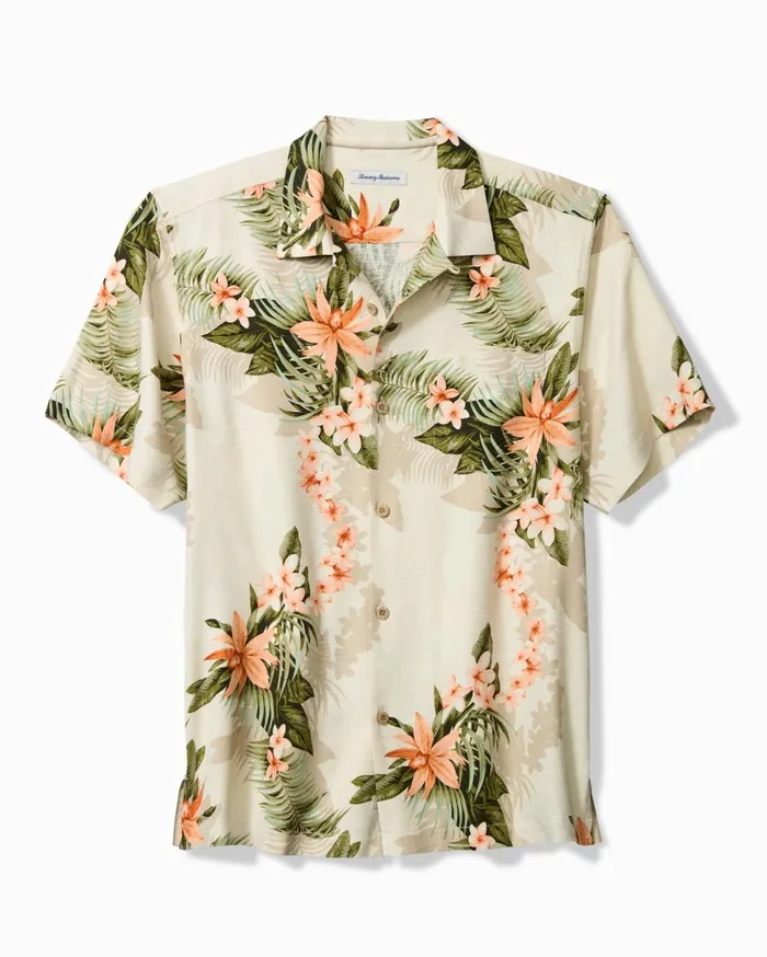 Tommy Bahama Everglade Oasis Silk Camp Shirt Dusty Orange Men Shirts