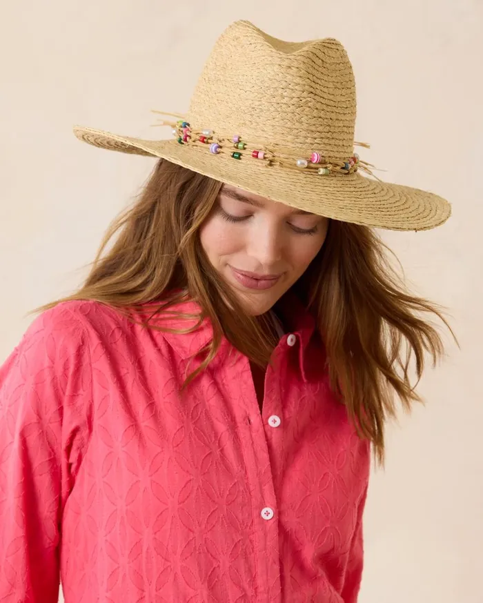 Tommy Bahama Gema Continental Raffia Hat Naturalmulti Women Hats and Caps