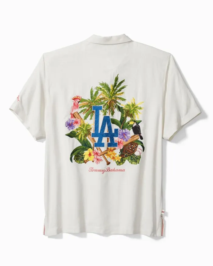 Tommy Bahama Go Big Or Go Home Silk Camp Shirt Losangelesdodgers Men Shirts