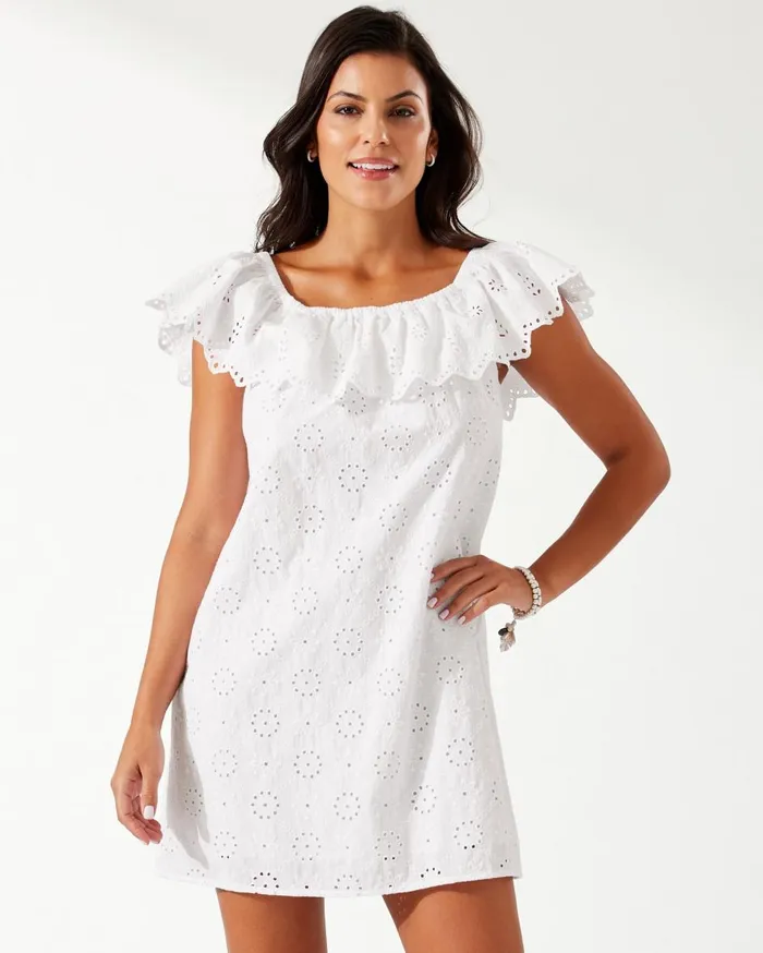 Tommy Bahama Harbour Eyelet Coverup Dress White Women Dresses