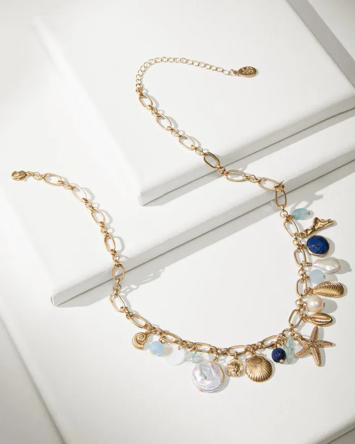 Tommy Bahama Indigo Bay Semiprecious Stone and Pearl Charm Necklace Gold Multi Women Jewelry Collections Tommy Bahama Indigo Bay Semiprecious Stone and Pearl Charm Necklace Gold Multi Women Jewelry Collections