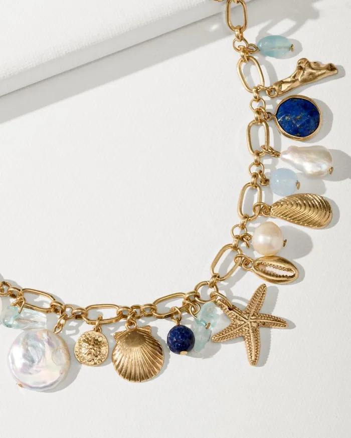 Tommy Bahama Indigo Bay Semiprecious Stone and Pearl Charm Necklace Gold Multi Women Jewelry Collections Tommy Bahama Indigo Bay Semiprecious Stone and Pearl Charm Necklace Gold Multi Women Jewelry Collections