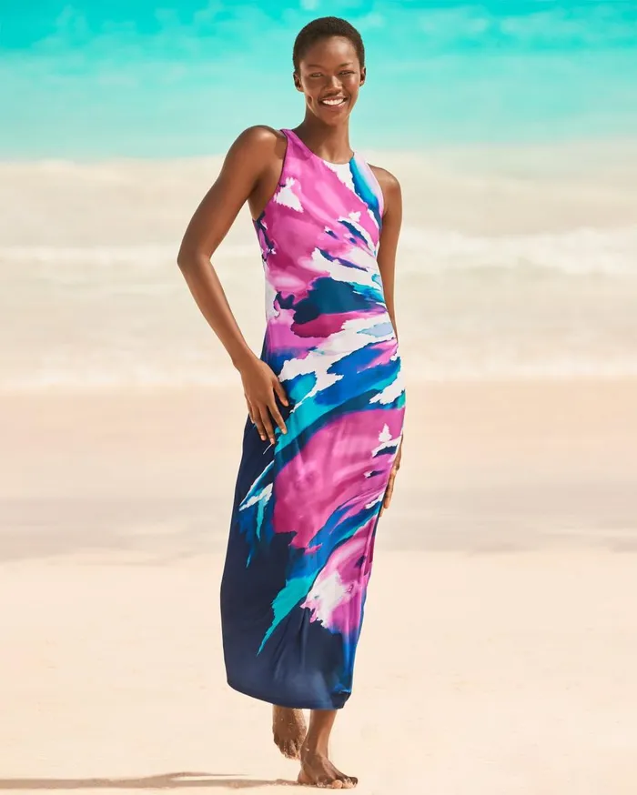 Tommy Bahama Jasmina Blooming Veranda Maxi Dress Island Navy Women Dresses