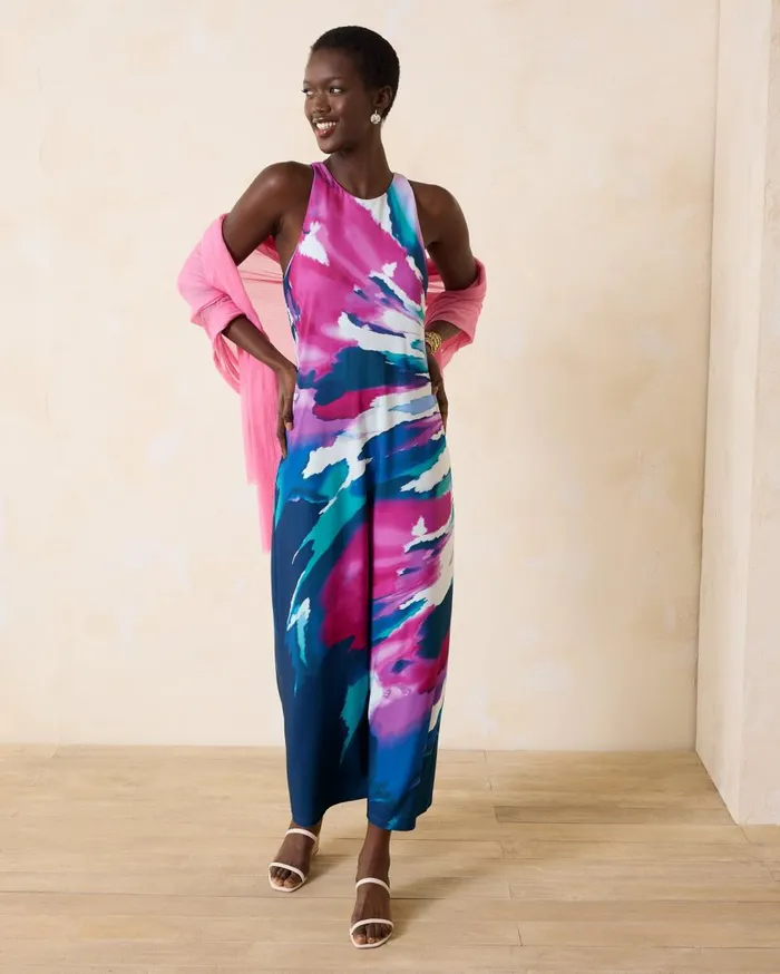 Tommy Bahama Jasmina Blooming Veranda Maxi Dress Island Navy Women Dresses