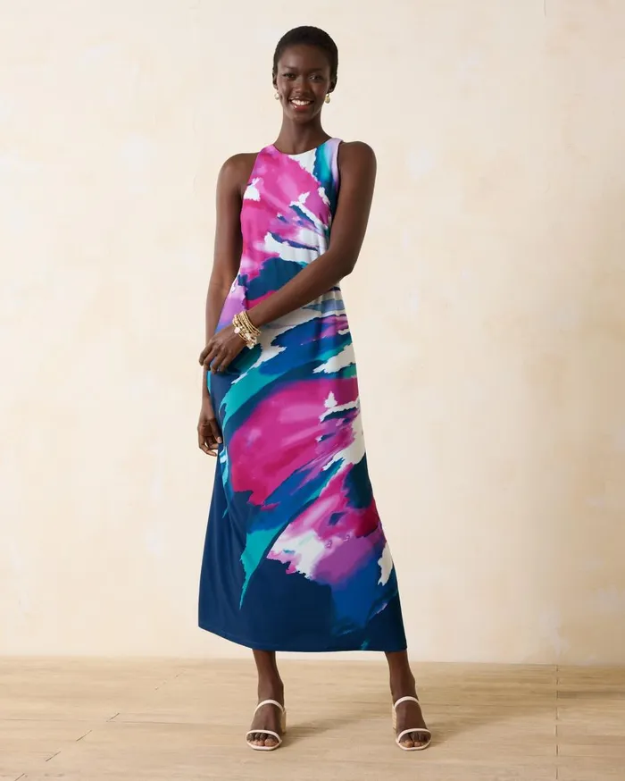 Tommy Bahama Jasmina Blooming Veranda Maxi Dress Island Navy Women Dresses