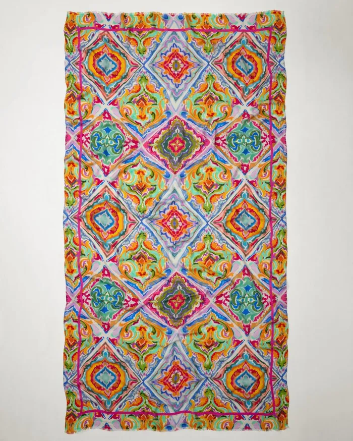 Tommy Bahama Lanai Pleated Diamond Scarf Hibiscus Women Scarves and Wraps Tommy Bahama Lanai Pleated Diamond Scarf Hibiscus Women Scarves and Wraps