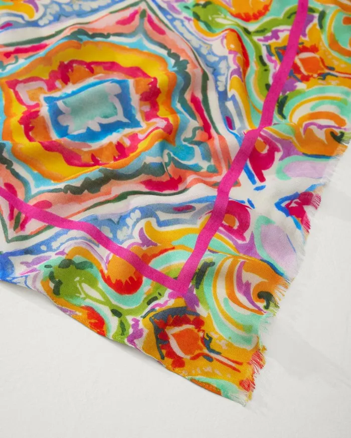 Tommy Bahama Lanai Pleated Diamond Scarf Hibiscus Women Scarves and Wraps Tommy Bahama Lanai Pleated Diamond Scarf Hibiscus Women Scarves and Wraps