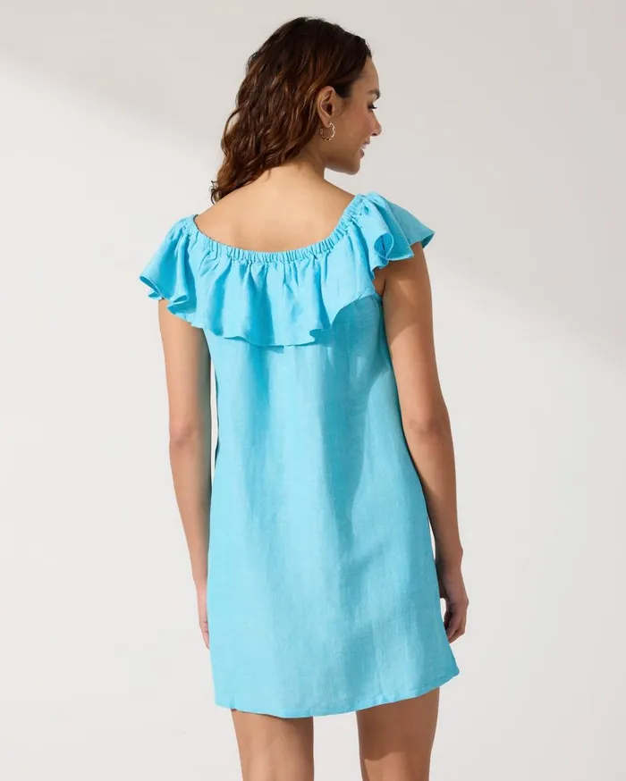 Tommy Bahama LinenBlend OfftheShoulder Coverup Dress Light Curacao Women Dresses Tommy Bahama LinenBlend OfftheShoulder Coverup Dress Light Curacao Women Dresses