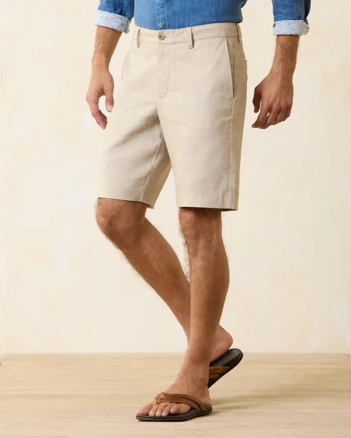 Tommy Bahama Linen The Dream 9Inch EWaist Cargo Shorts Grey Thunder Men Shorts