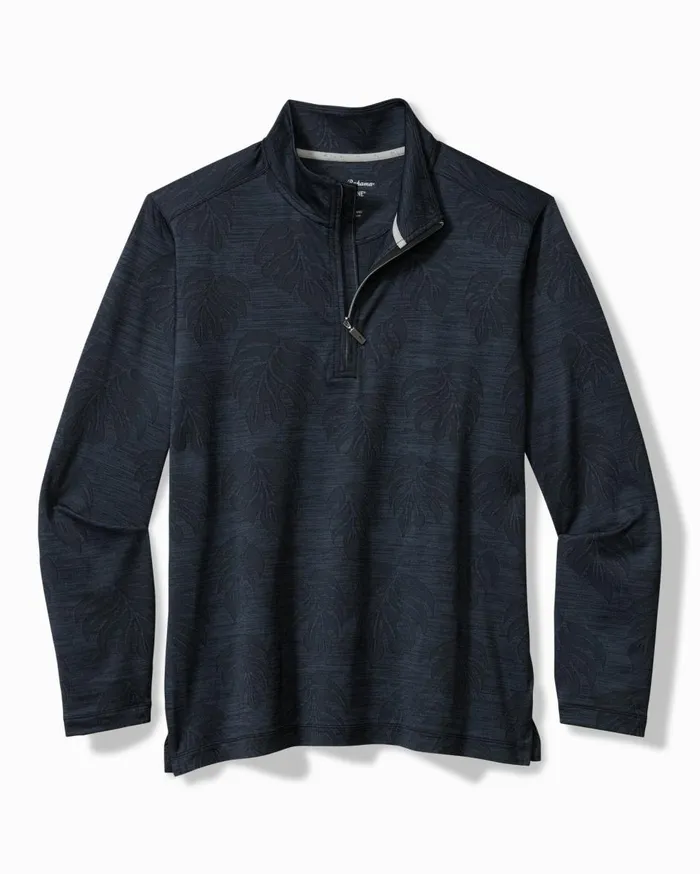 Tommy Bahama Monstera Fade IslandZone HalfZip Sweatshirt Black Men Sweatshirts