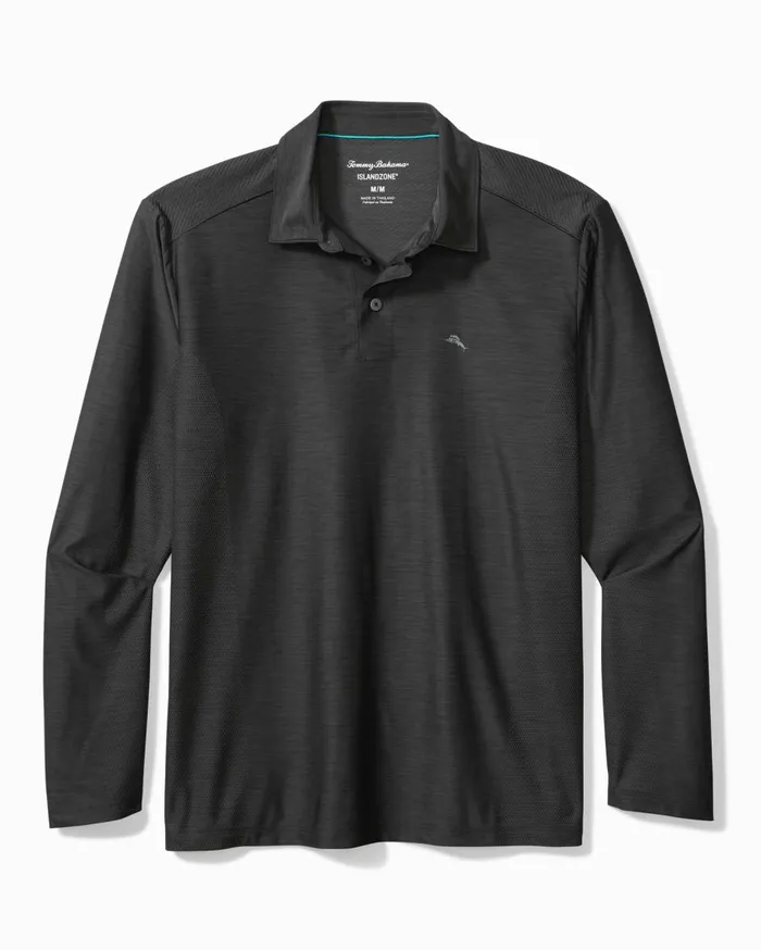 Tommy Bahama Palm Coast IslandZone LongSleeve Polo Jet Black Men Polos