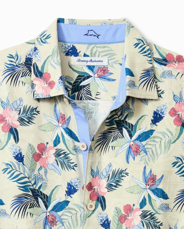 Tommy Bahama Summer Blooms Silk Camp Shirt French Clay Men Shirts