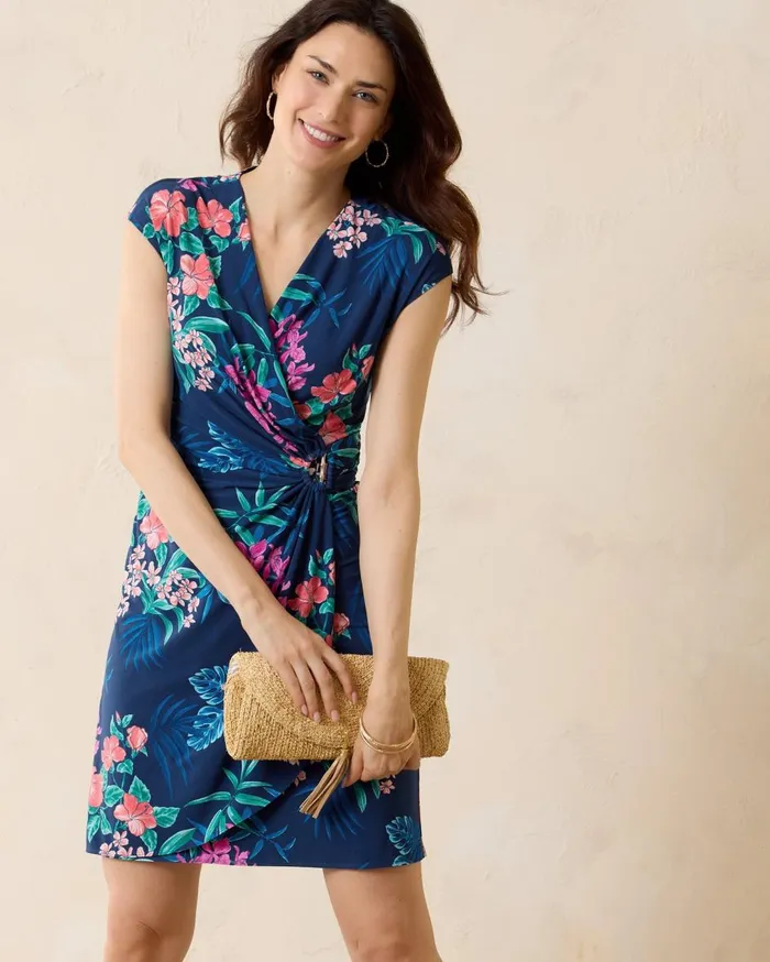 Tommy Bahama Tobago Bay HalfZip Collared Dress Dark Peony Women Dresses