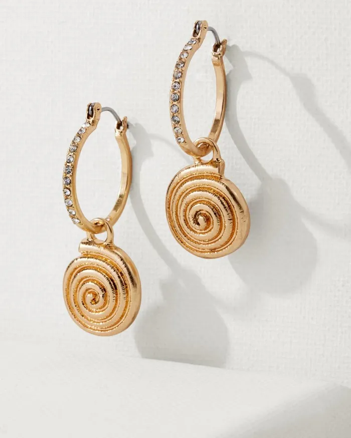 Tommy Bahama Virgin Gorda Crystal Drop Hoop Earrings Gold Women Jewelry Collections