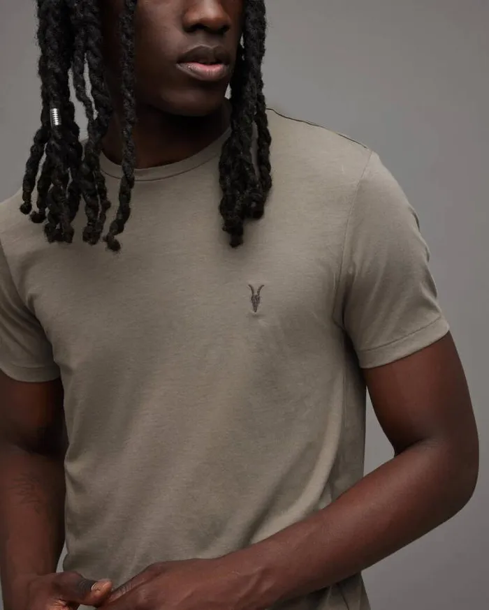 Tonic Crew Neck Slim Ramskull TShirt Flint Grey Men AllSaints TShirts