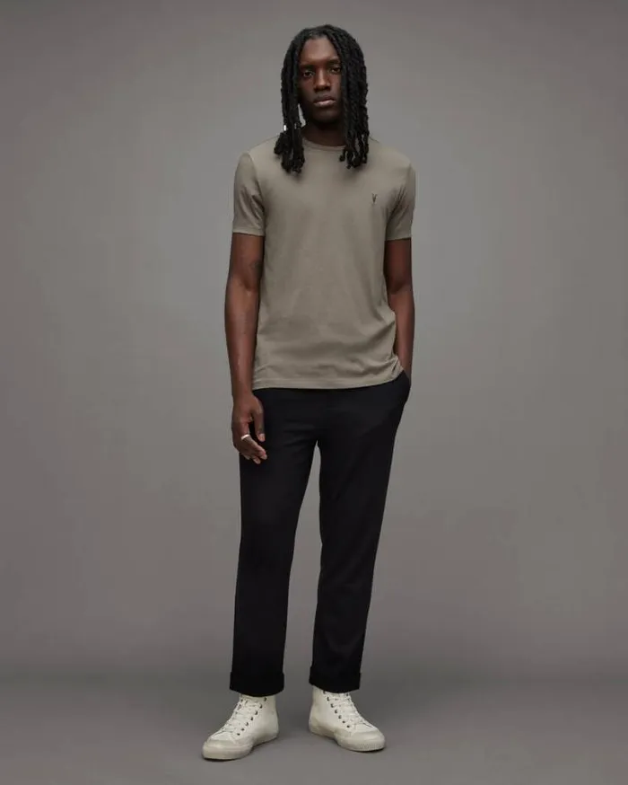 Tonic Crew Neck Slim Ramskull TShirt Flint Grey Men AllSaints TShirts