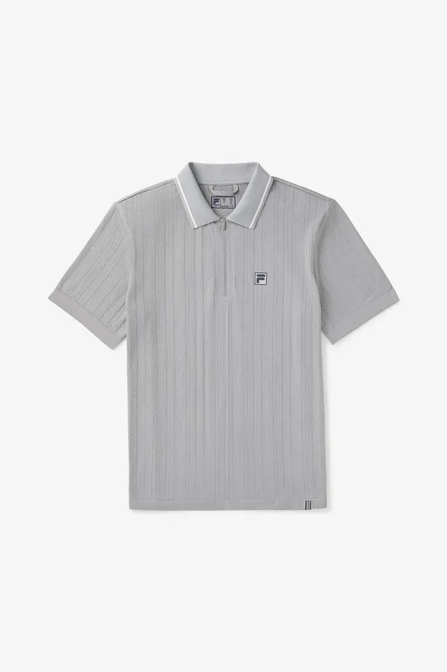 Tops and TShirts Men Fila Challenger Cable Zip Polo 050 Ultimate Gray