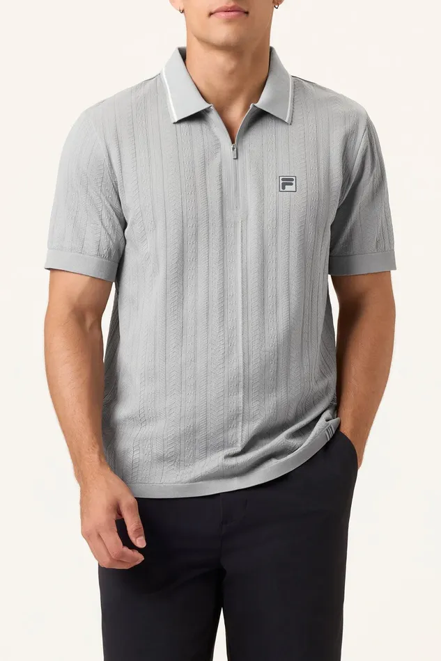 Tops and TShirts Men Fila Challenger Cable Zip Polo 050 Ultimate Gray Tops and TShirts Men Fila Challenger Cable Zip Polo 050 Ultimate Gray