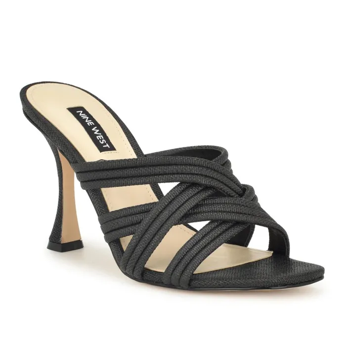 Tracee Heeled Slide Sandals Black Women Nine West High Heels Tracee Heeled Slide Sandals Black Women Nine West High Heels