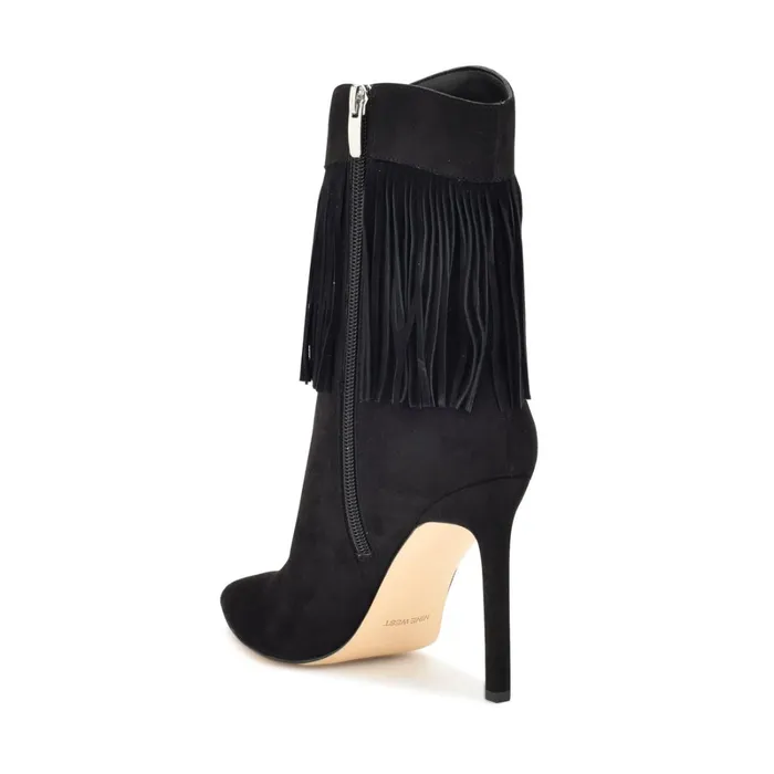 Tries Heeled Fringe Booties Black Suede Women Nine West Boots and Booties Tries Heeled Fringe Booties Black Suede Women Nine West Boots and Booties