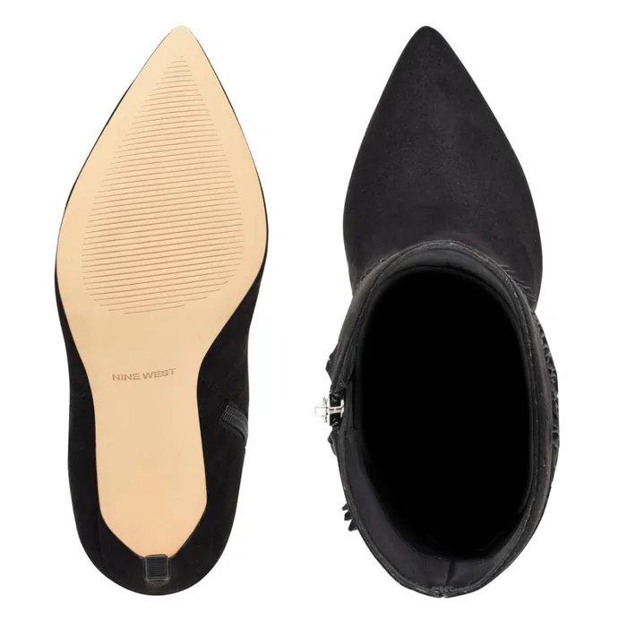 Tries Heeled Fringe Booties Black Suede Women Nine West Boots and Booties Tries Heeled Fringe Booties Black Suede Women Nine West Boots and Booties