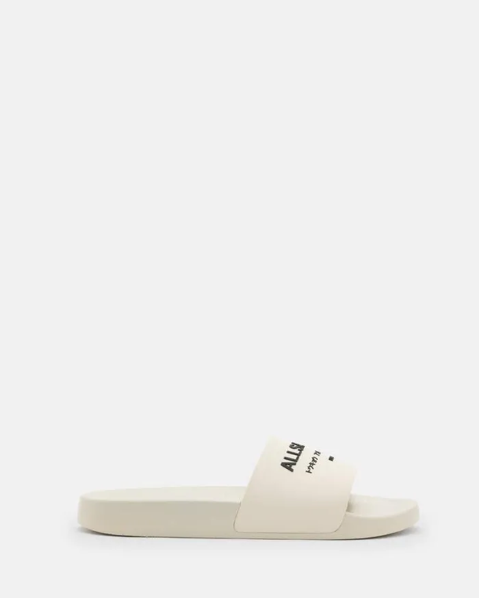 Underground Logo Slip On Slides White Women AllSaints Shoes and Boots