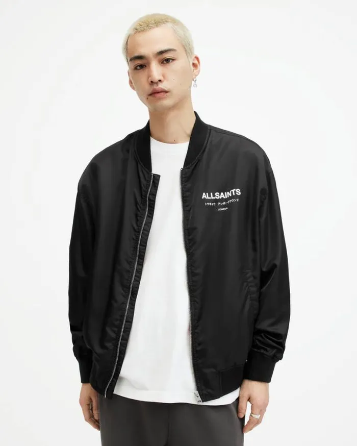 Underground Relaxed Fit Bomber Jacket Black Men AllSaints Jackets and Coats