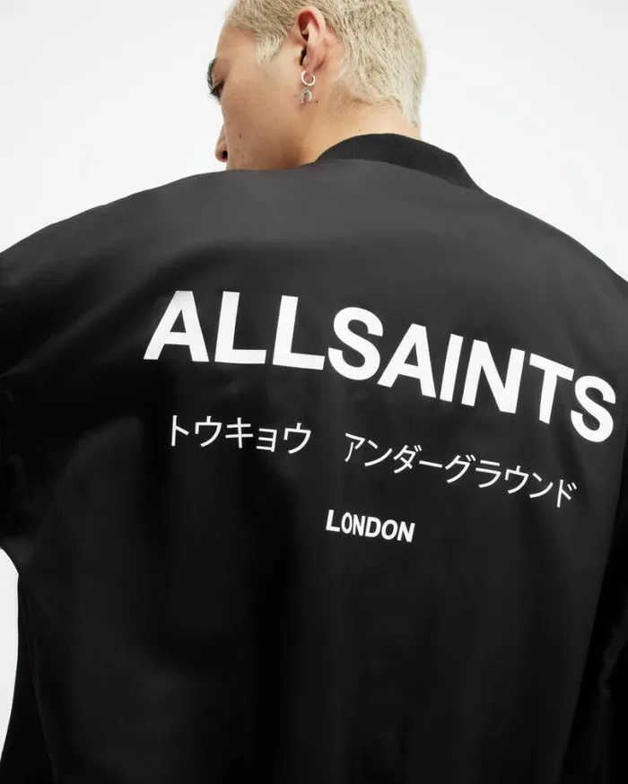 Underground Relaxed Fit Bomber Jacket Black Men AllSaints Jackets and Coats