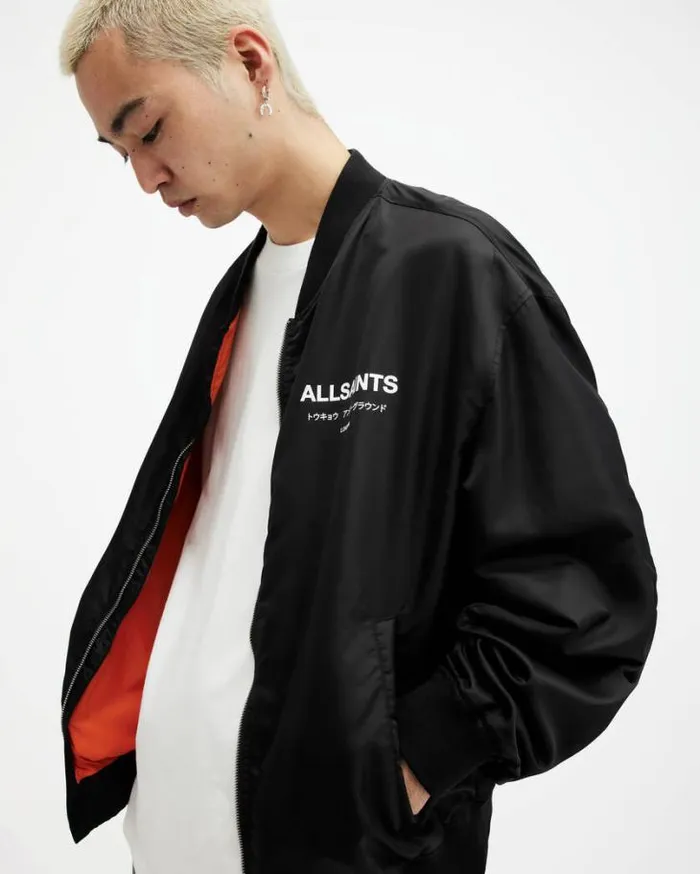 Underground Relaxed Fit Bomber Jacket Black Men AllSaints Jackets and Coats