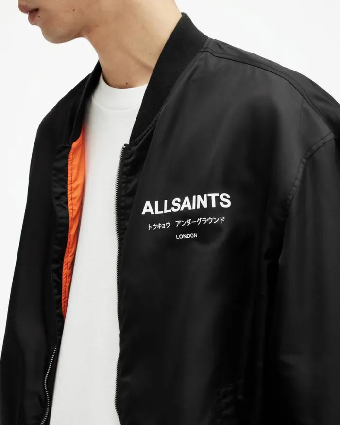 Underground Relaxed Fit Bomber Jacket Black Men AllSaints Jackets and Coats