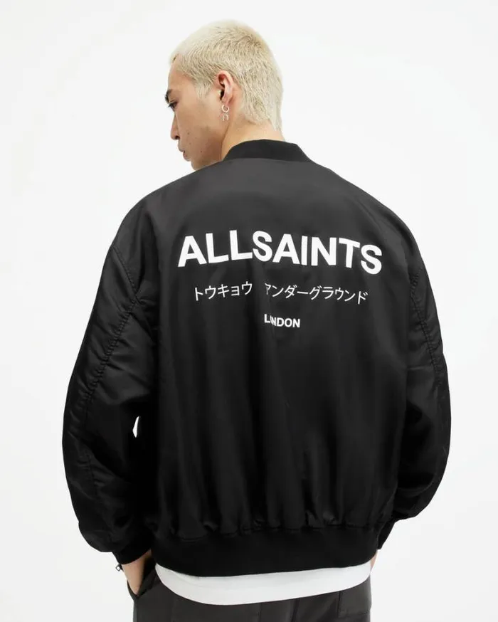 Underground Relaxed Fit Bomber Jacket Black Men AllSaints Jackets and Coats
