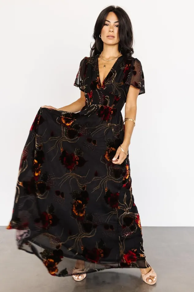 Valen Maxi Dress Black Multi Women Baltic Born Maxi Dresses Valen Maxi Dress Black Multi Women Baltic Born Maxi Dresses
