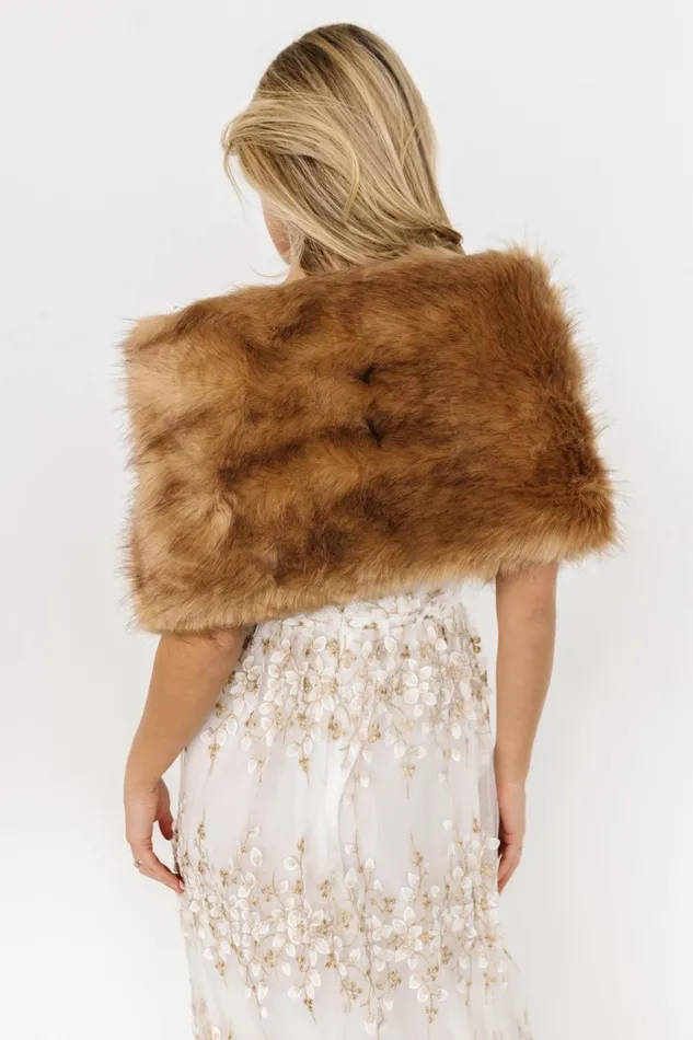 Valerie Faux Fur Shawl Fawn Women Baltic Born Outerwear Valerie Faux Fur Shawl Fawn Women Baltic Born Outerwear