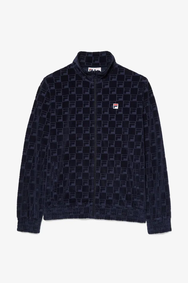 Velour Sets Men Fila Jacquard Velour Track Jacket 400 Fila Navy