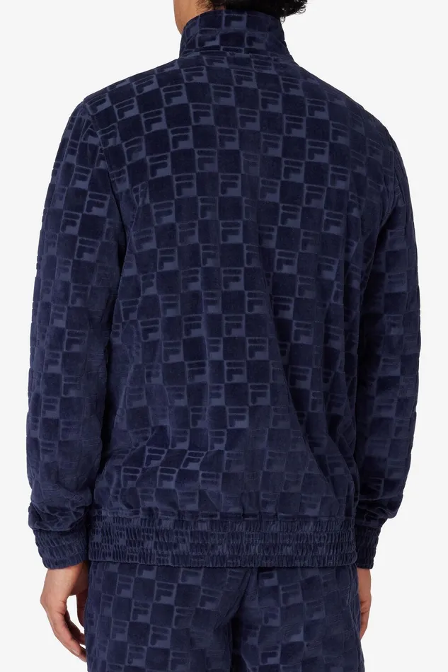 Velour Sets Men Fila Jacquard Velour Track Jacket 400 Fila Navy
