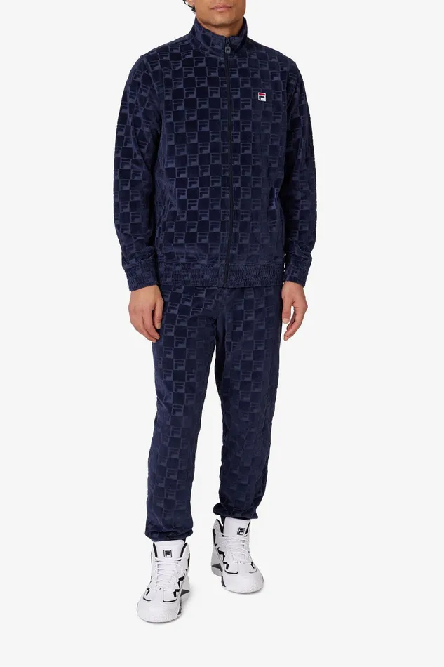 Velour Sets Men Fila Jacquard Velour Track Jacket 400 Fila Navy