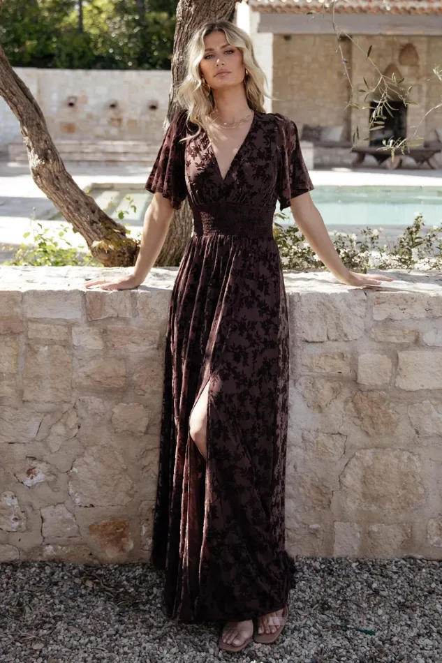Veronica Velvet Maxi Dress Espresso Women Baltic Born Mother Of The Bride