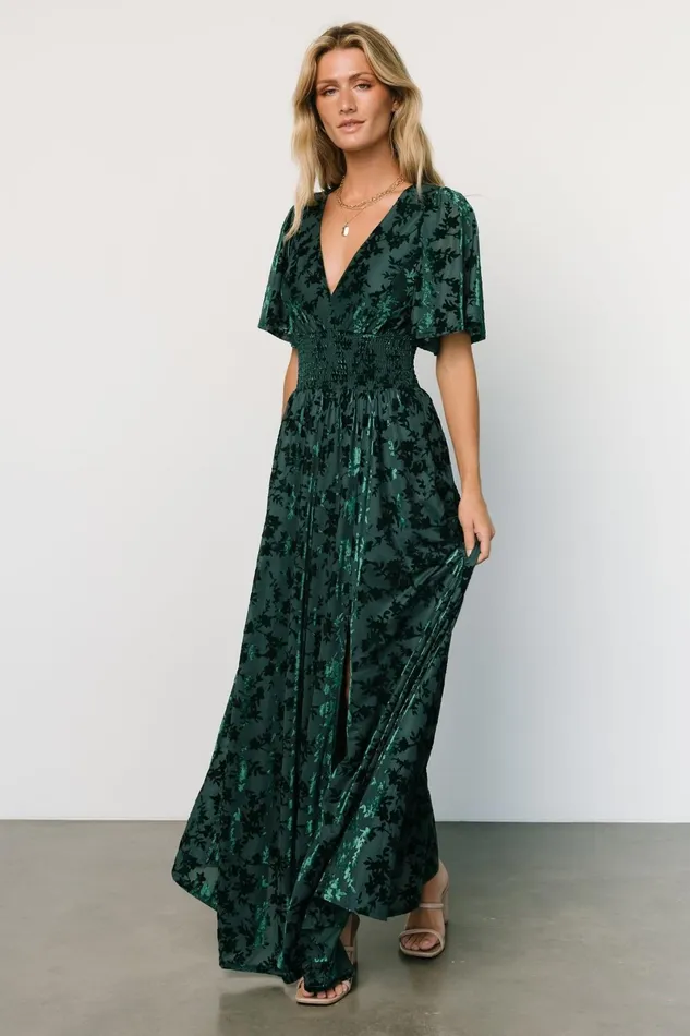 Veronica Velvet Maxi Dress Green Women Baltic Born Maxi Dresses