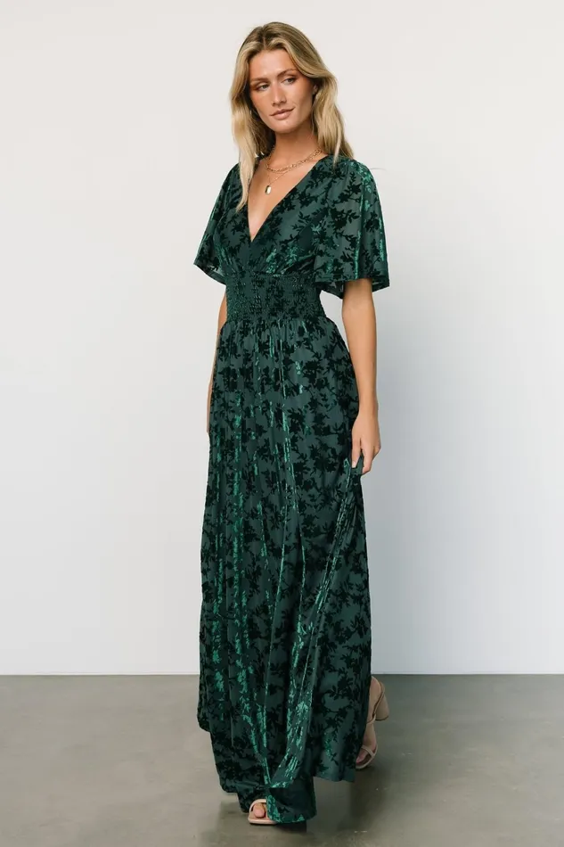 Veronica Velvet Maxi Dress Green Women Baltic Born Maxi Dresses