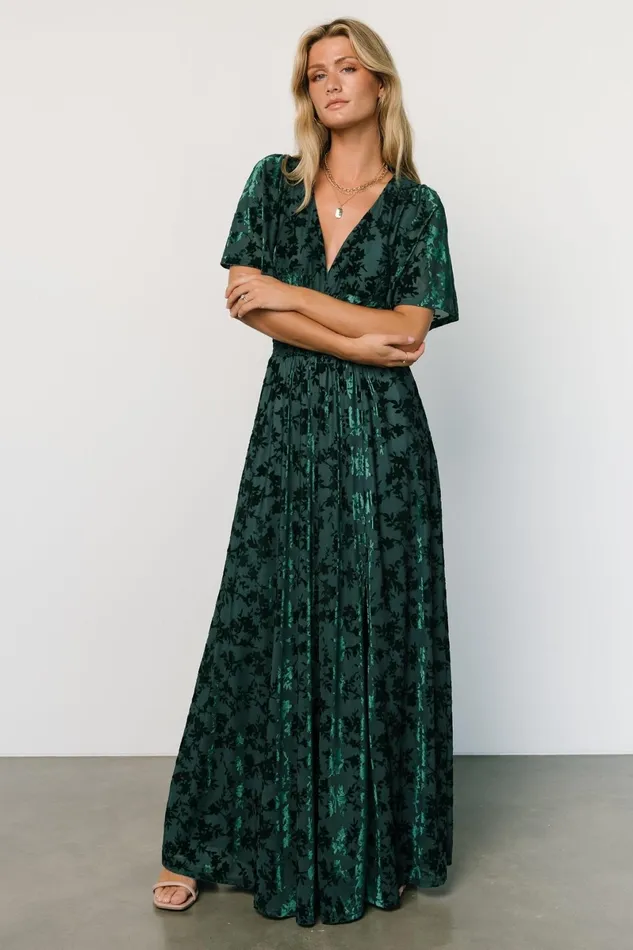 Veronica Velvet Maxi Dress Green Women Baltic Born Maxi Dresses