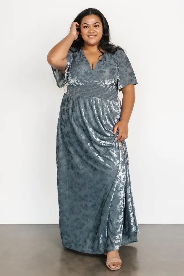 Veronica Velvet Maxi Dress Slate Blue Women Baltic Born Mother Of The Bride Veronica Velvet Maxi Dress Slate Blue Women Baltic Born Mother Of The Bride