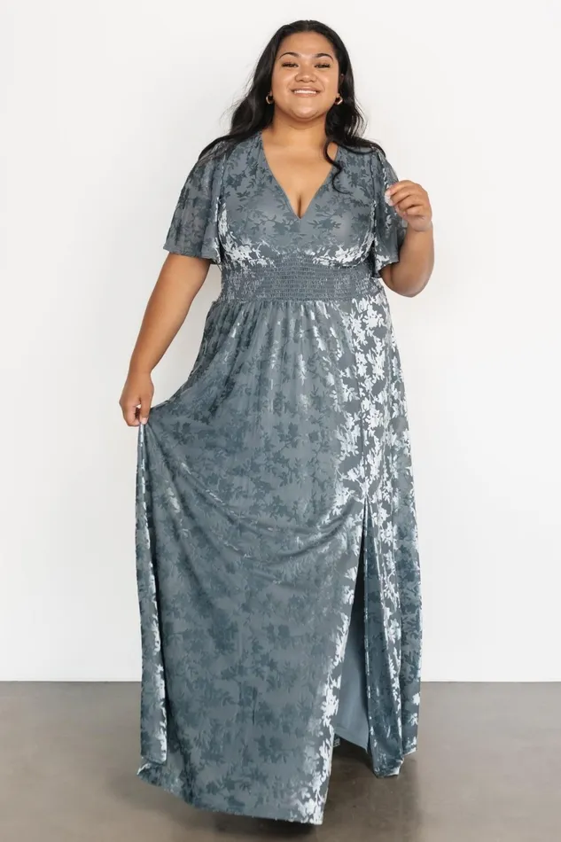 Veronica Velvet Maxi Dress Slate Blue Women Baltic Born Mother Of The Bride Veronica Velvet Maxi Dress Slate Blue Women Baltic Born Mother Of The Bride