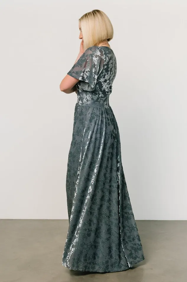 Veronica Velvet Maxi Dress Slate Blue Women Baltic Born Mother Of The Bride Veronica Velvet Maxi Dress Slate Blue Women Baltic Born Mother Of The Bride