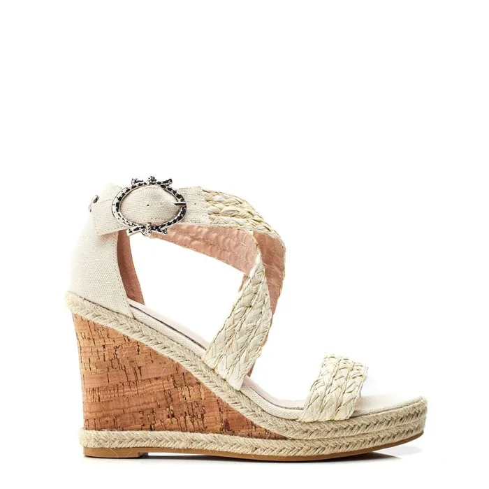 Wedge Sandals Women Moda In Pelle Pursuit Natural Textile